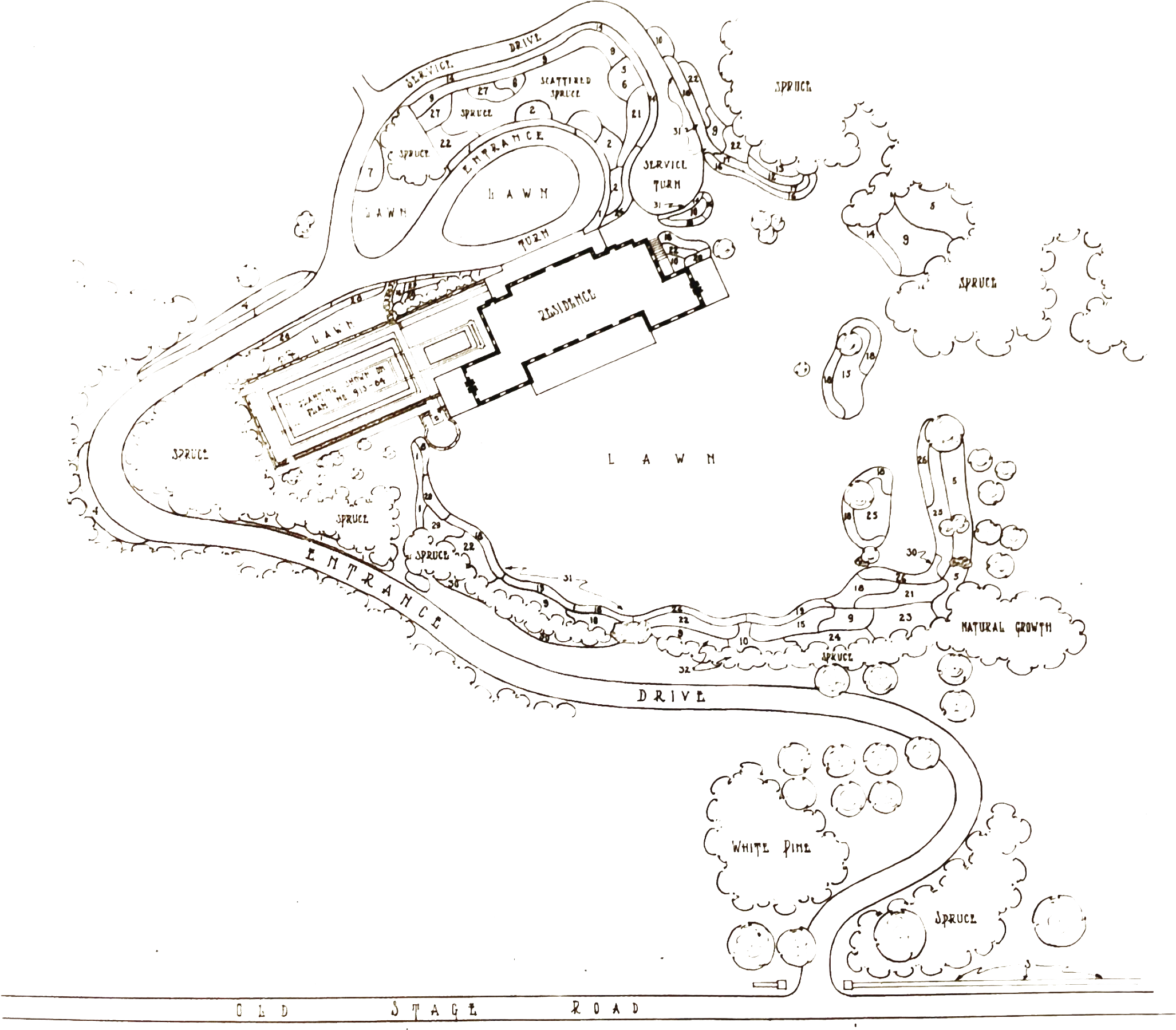 Oak Hall grounds layout
