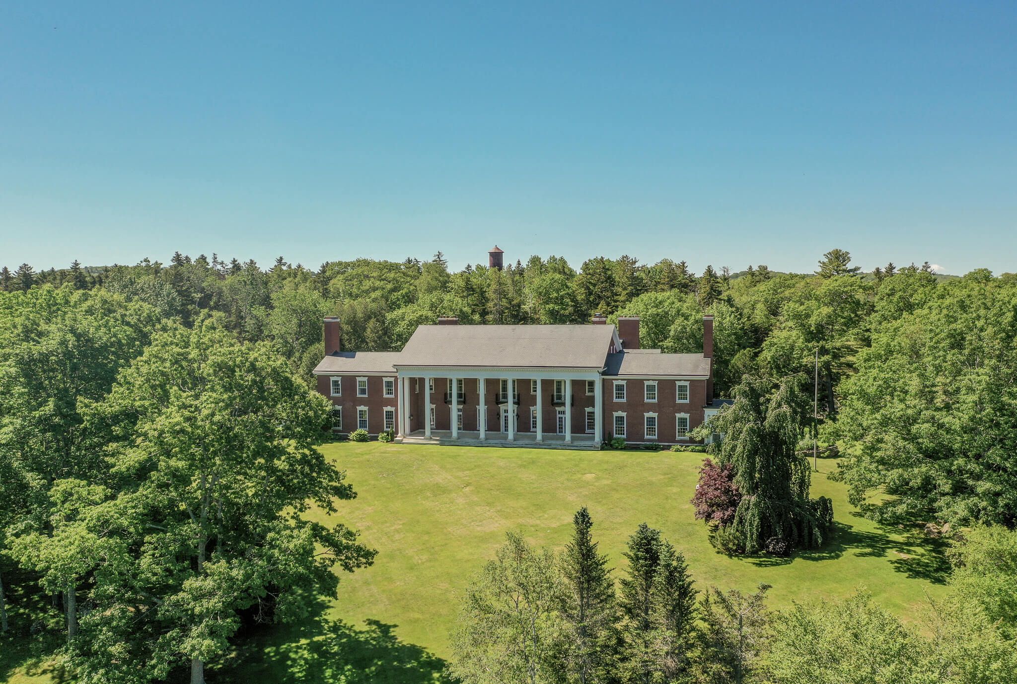 Oak Hall's front lawn