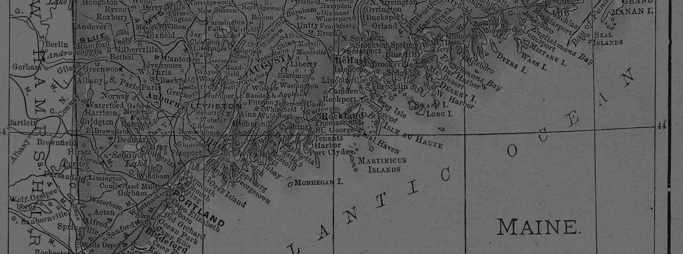 Antique map of the Maine coast