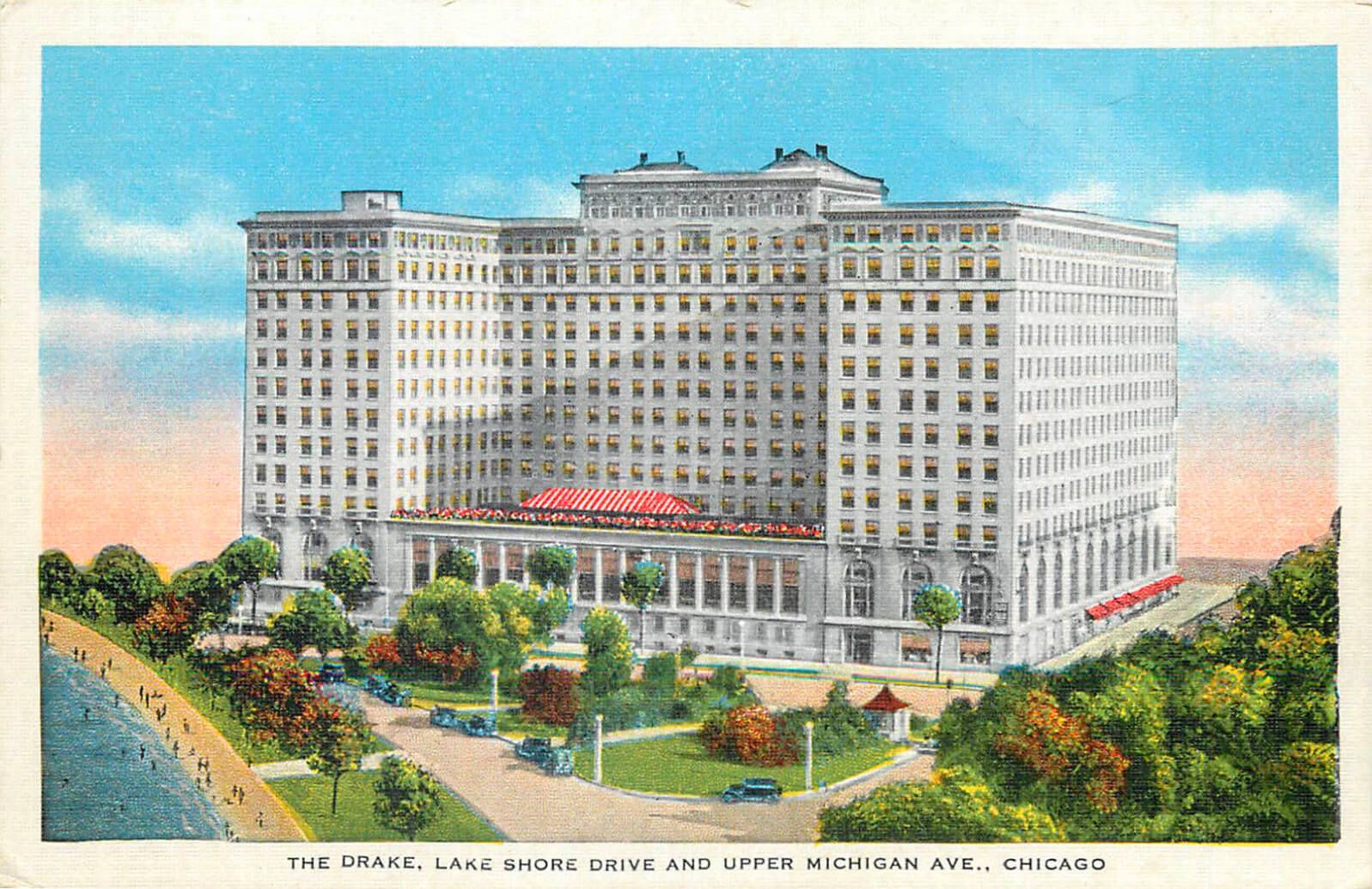 Postcard: The Drake, Lake Shore Drive and Upper Michigan Avenue, Chicago